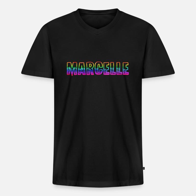 marcelle rs regenbogen - Männer Premium Bio T-Shirt mit V-Ausschnitt - Schwarz