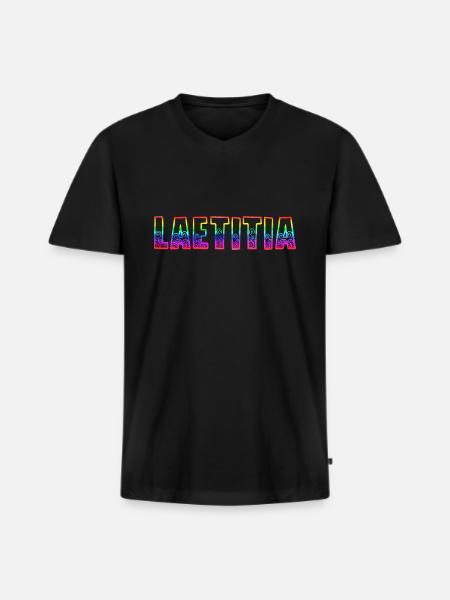 laetitia rs arc-en-ciel - T-shirt encolure en V Premium bio Homme - noir