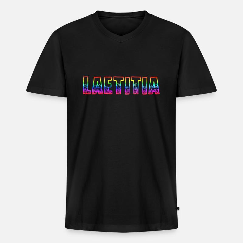 laetitia rs regenbogen - Männer Premium Bio T-Shirt mit V-Ausschnitt - Schwarz