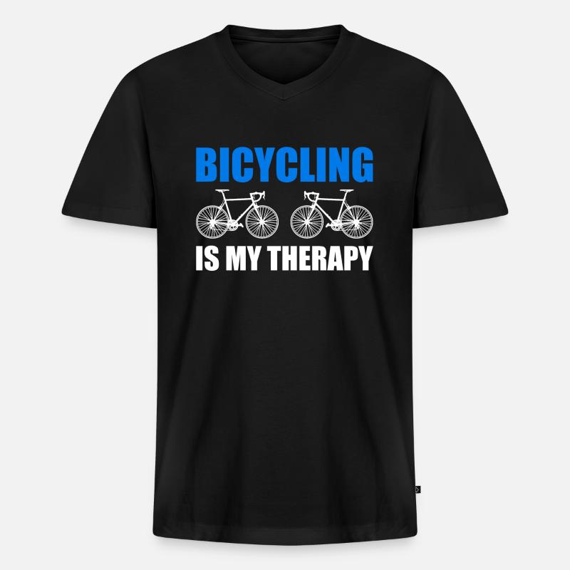 Fahrradfahren - Männer Premium Bio T-Shirt mit V-Ausschnitt - Schwarz