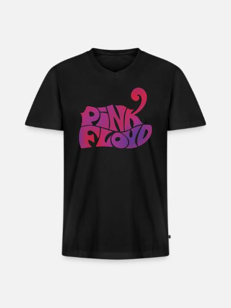 Pink Floyd Writing Pink - Men's Premium Organic T-shirt with V-neck - black
