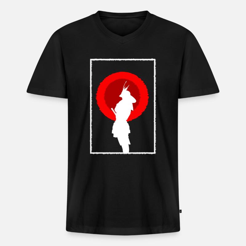Samurai - Männer Premium Bio T-Shirt mit V-Ausschnitt - Schwarz