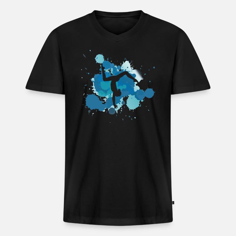 Turnen Geschenk - Männer Premium Bio T-Shirt mit V-Ausschnitt - Schwarz