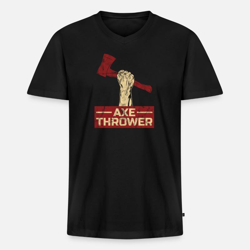 Axtwerfer Geschenk - Männer Premium Bio T-Shirt mit V-Ausschnitt - Schwarz