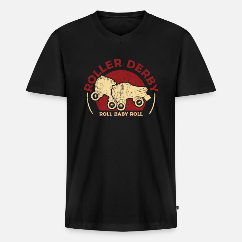 Roller Derby Designs - Männer Premium Bio T-Shirt mit V-Ausschnitt - Schwarz