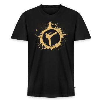 karate - Premium økologisk T-shirt med V-hals til mænd - sort - Foran - Nico (187cm)