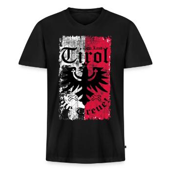 Tirol - Männer Premium Bio T-Shirt mit V-Ausschnitt - Schwarz - Vorne - Nico (187cm)
