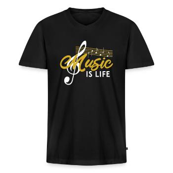 Musik Musical - Premium økologisk T-shirt med V-hals til mænd - sort - Foran - Nico (187cm)