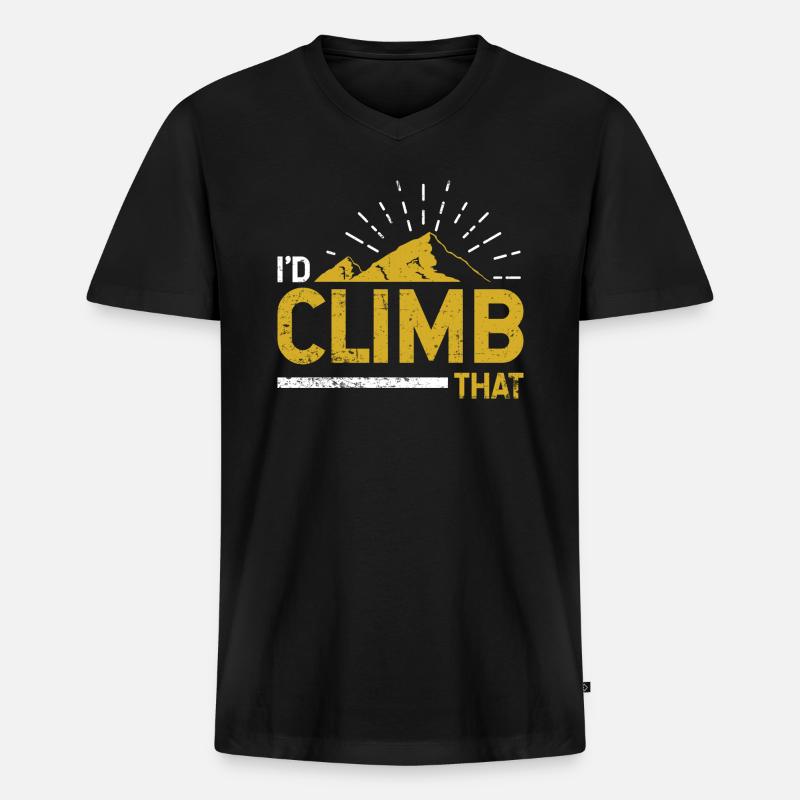 Climb Climbing Mountain - Männer Premium Bio T-Shirt mit V-Ausschnitt - Schwarz