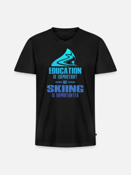 Education Is Important But Skiing Is Importanter - Men's Premium Organic T-shirt with V-neck - black
