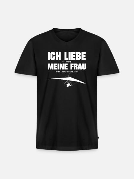 Drachenfliegen Drachenflieger Hängegleiter - Männer Premium Bio T-Shirt mit V-Ausschnitt - Schwarz