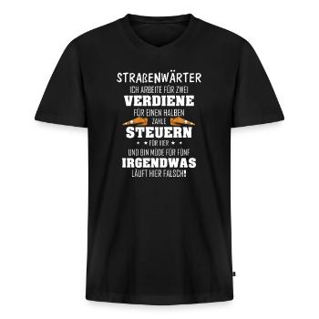 Straßenwärter Steuern Straßenmeister Geschenk - Männer Premium Bio T-Shirt mit V-Ausschnitt - Schwarz - Vorne - Nico (187cm)