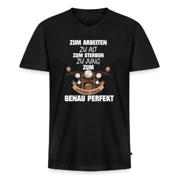 Motorrad Rentner Motorradfahrer Geschenk - Männer Premium Bio T-Shirt mit V-Ausschnitt - Schwarz - Vorne - Nico (187cm)