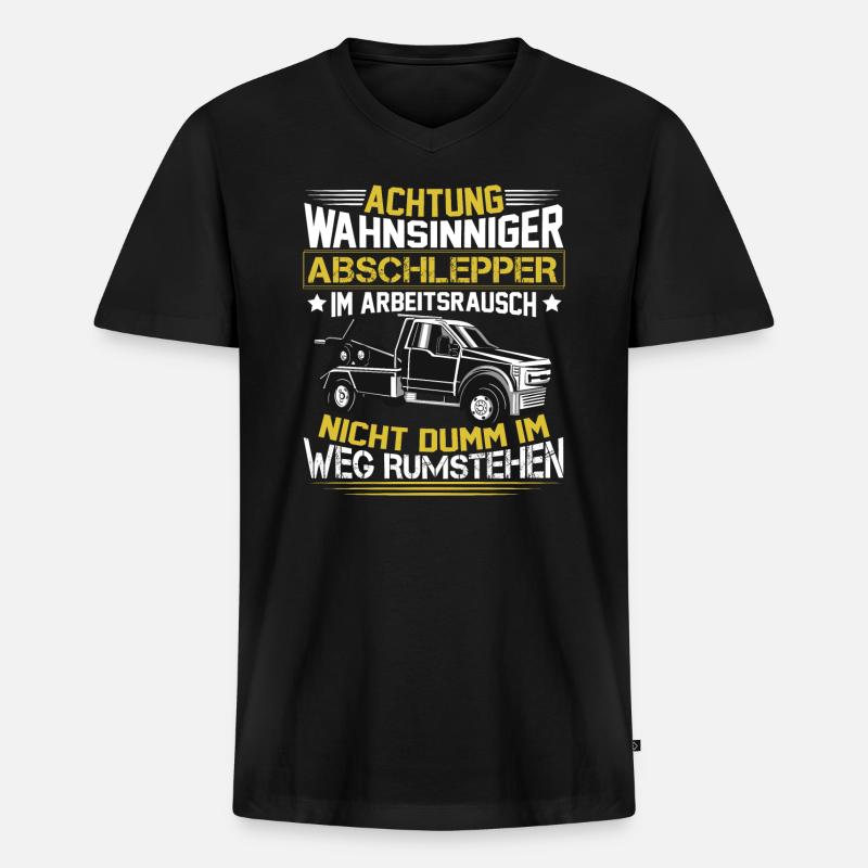 Abschleppauto Abschleppen Wahnsinniger Abschlepper - Männer Premium Bio T-Shirt mit V-Ausschnitt - Schwarz