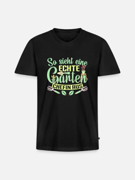 Hobbygärtnerin Gärtnerin Garten Chefin - Männer Premium Bio T-Shirt mit V-Ausschnitt - Schwarz
