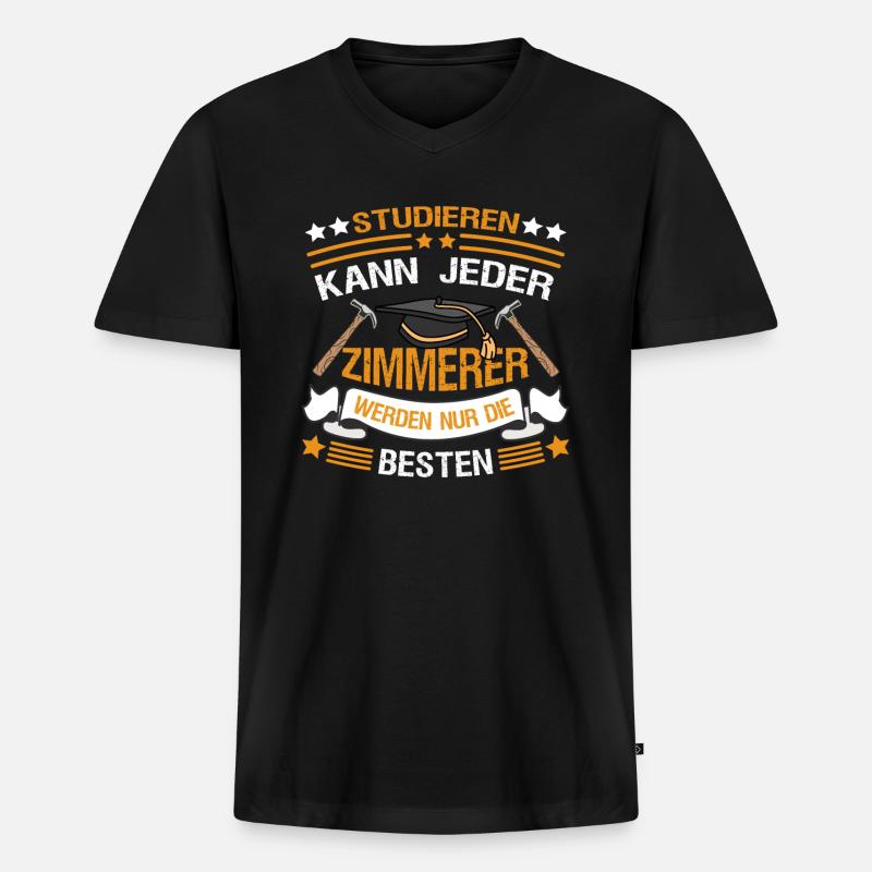 Zimmerer Zimmermann Handwerker - Männer Premium Bio T-Shirt mit V-Ausschnitt - Schwarz