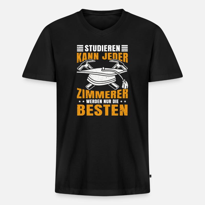 Zimmerer Zimmermann Handwerker - Männer Premium Bio T-Shirt mit V-Ausschnitt - Schwarz