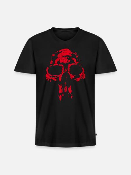 Skull - Neanderthal RED - Men's Premium Organic T-shirt with V-neck - black