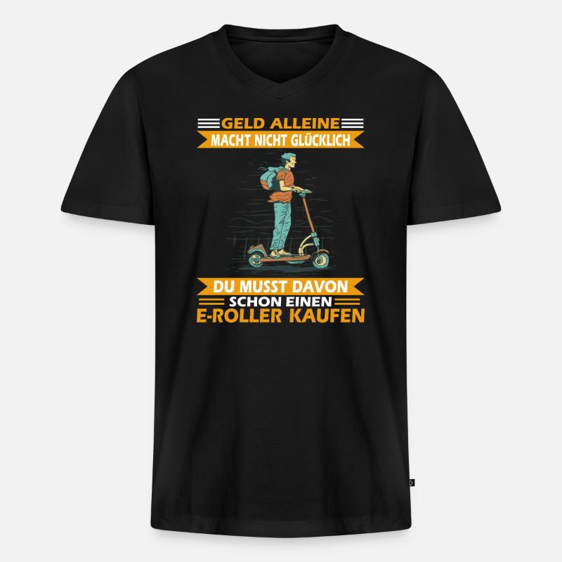 E-Roller Roller E-Scooter - Männer Premium Bio T-Shirt mit V-Ausschnitt - Schwarz