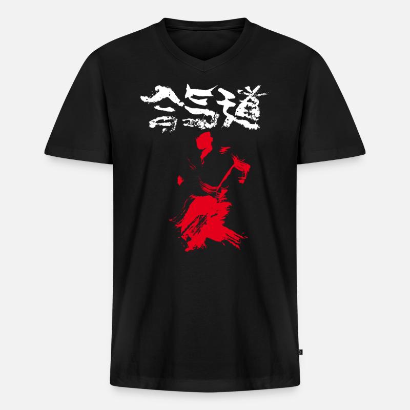 Aikido - Männer Premium Bio T-Shirt mit V-Ausschnitt - Schwarz