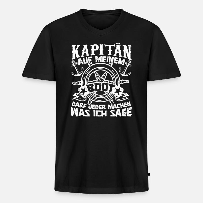 Boot Kapitän Motorboot Segelboot - Männer Premium Bio T-Shirt mit V-Ausschnitt - Schwarz