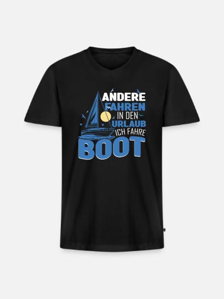 Boot Kapitän Bootsbesitzer - Männer Premium Bio T-Shirt mit V-Ausschnitt - Schwarz