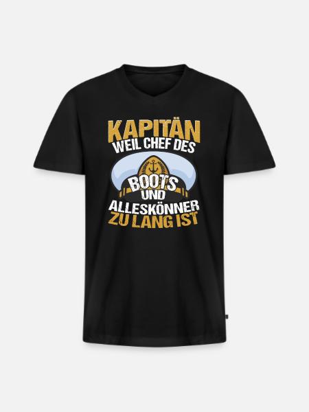 Kapitän Bootsfahrer Bootsbesitzer - Männer Premium Bio T-Shirt mit V-Ausschnitt - Schwarz