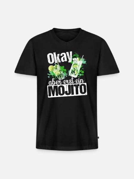 Mojito Longdrink Cocktail - Männer Premium Bio T-Shirt mit V-Ausschnitt - Schwarz