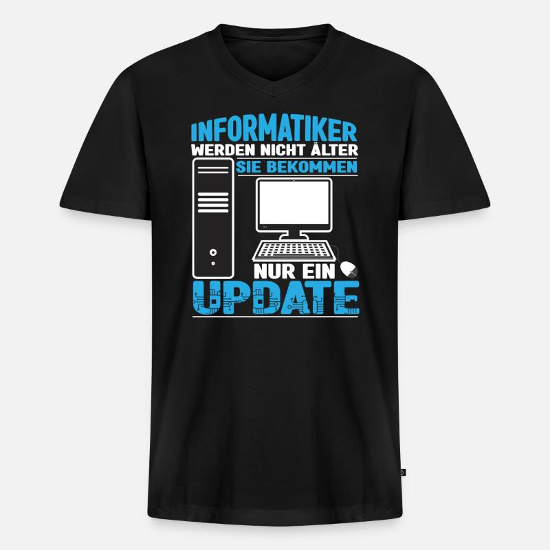 Informatiker werden nicht älter - Männer Premium Bio T-Shirt mit V-Ausschnitt - Schwarz