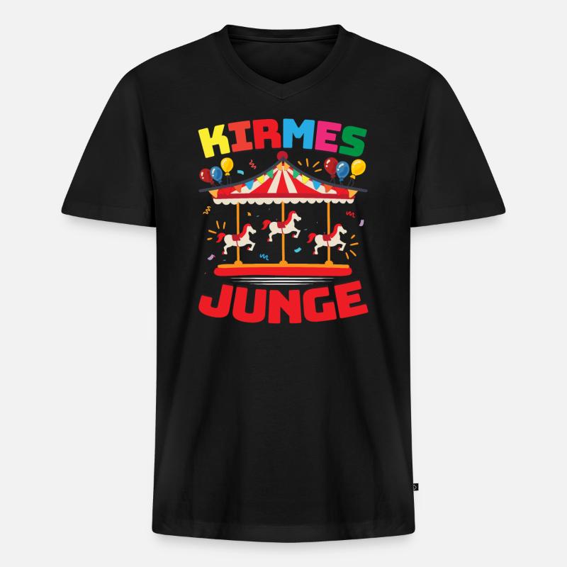 Kirmes Junge - Männer Premium Bio T-Shirt mit V-Ausschnitt - Schwarz