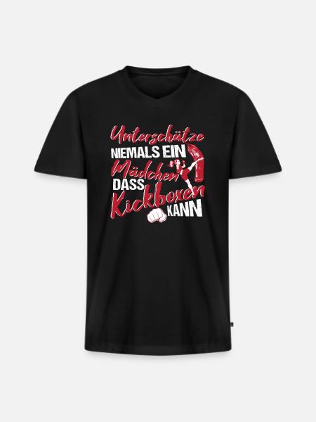 Kickboxen Mädchen Kampfsport Boxen - Männer Premium Bio T-Shirt mit V-Ausschnitt - Schwarz