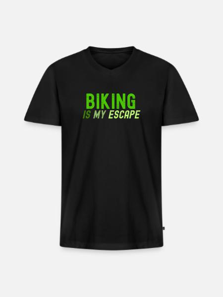 Radfahren ist meine Flucht - Männer Premium Bio T-Shirt mit V-Ausschnitt - Schwarz