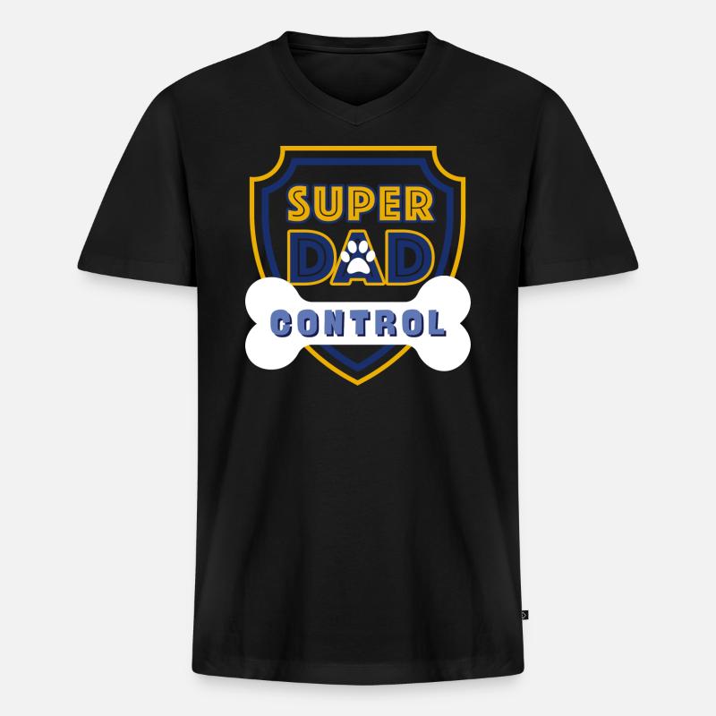 Super Dad Control Dark Blue - Männer Premium Bio T-Shirt mit V-Ausschnitt - Schwarz