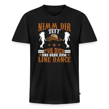 Line Dance Linedancer Nimm dir Zeit für dich - Männer Premium Bio T-Shirt mit V-Ausschnitt - Schwarz - Vorne - Nico (187cm)