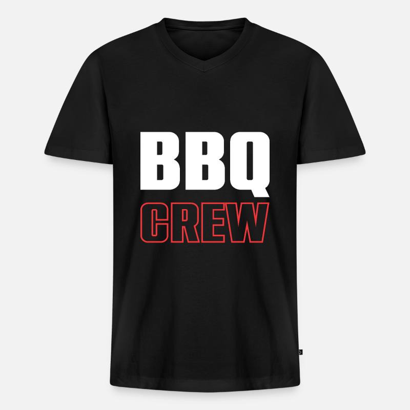Bbq Crew - Männer Premium Bio T-Shirt mit V-Ausschnitt - Schwarz
