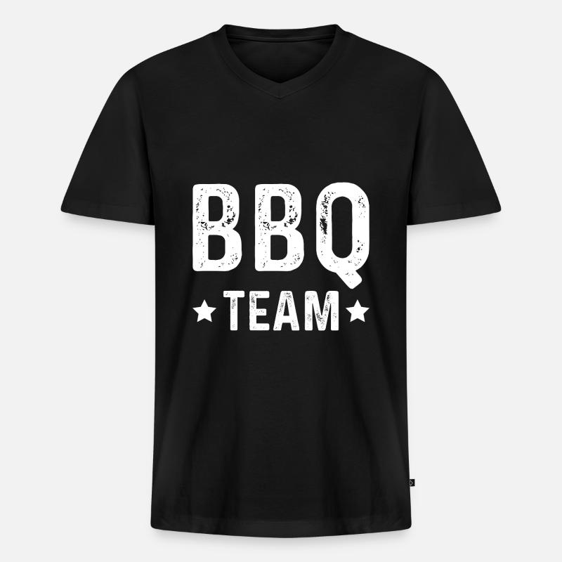 Bbq Team - Männer Premium Bio T-Shirt mit V-Ausschnitt - Schwarz