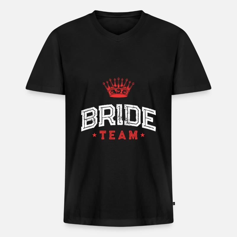 Bride Team - Männer Premium Bio T-Shirt mit V-Ausschnitt - Schwarz