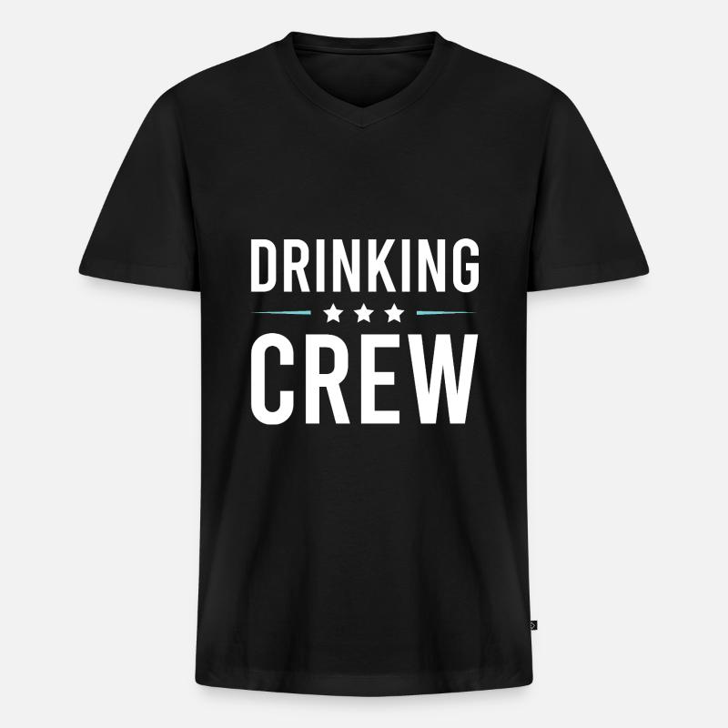 Drinking Crew - Männer Premium Bio T-Shirt mit V-Ausschnitt - Schwarz