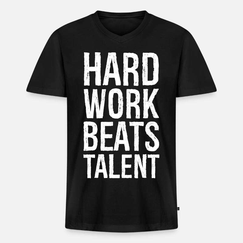 Harte Arbeit schlägt Talent - Männer Premium Bio T-Shirt mit V-Ausschnitt - Schwarz