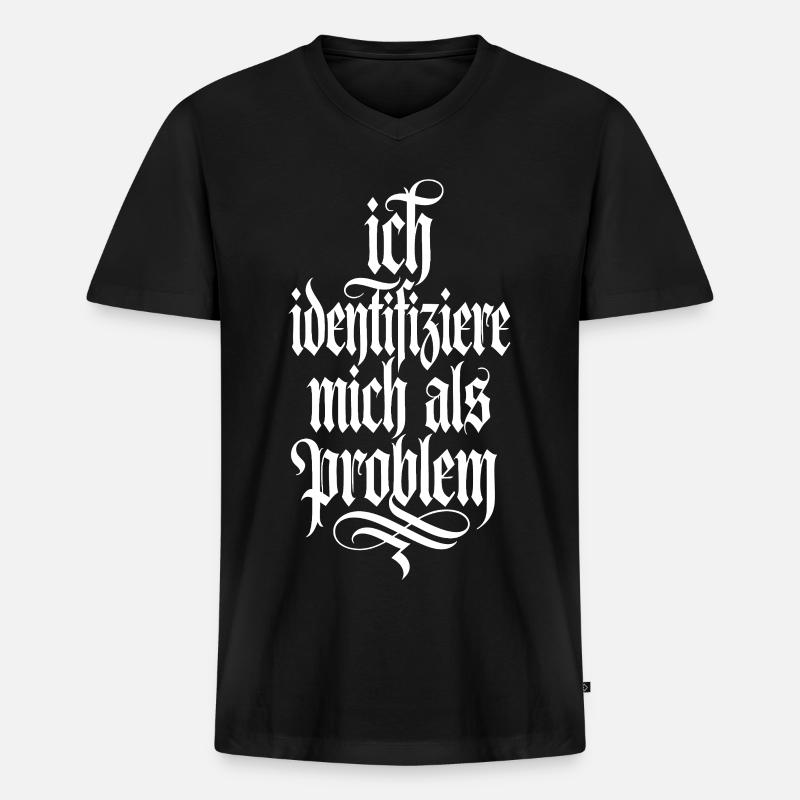 Ich identifiziere mich als Problem - Männer Premium Bio T-Shirt mit V-Ausschnitt - Schwarz