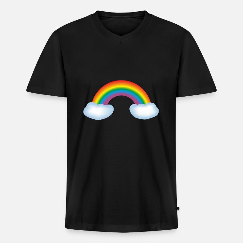 Regenbogen mit Wolken - Männer Premium Bio T-Shirt mit V-Ausschnitt - Schwarz