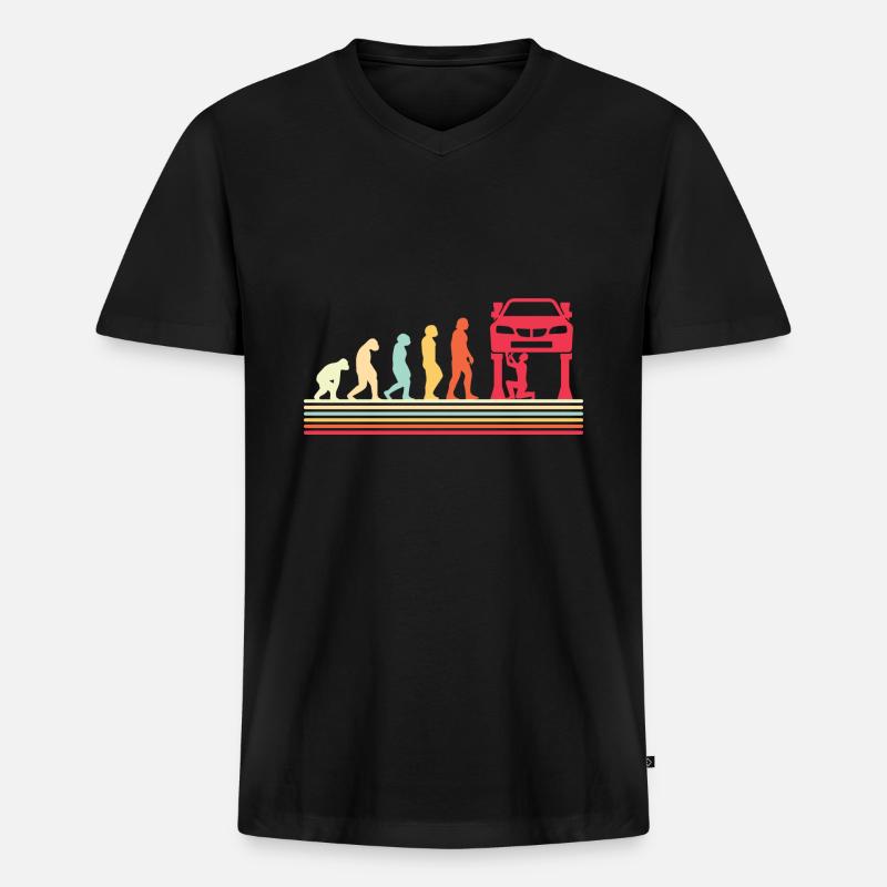 KFZ Mechaniker Autowerkstatt Schrauber Evolution - Männer Premium Bio T-Shirt mit V-Ausschnitt - Schwarz