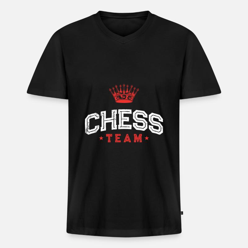 Chess Team - Männer Premium Bio T-Shirt mit V-Ausschnitt - Schwarz