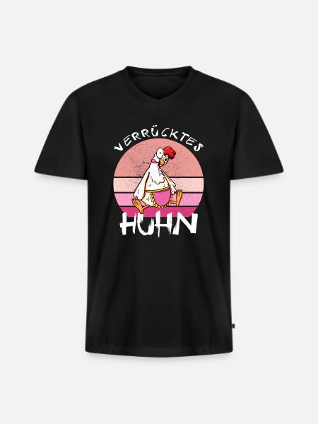 Crazy Chicken Funny Farmer - Men's Premium Organic T-shirt with V-neck - black