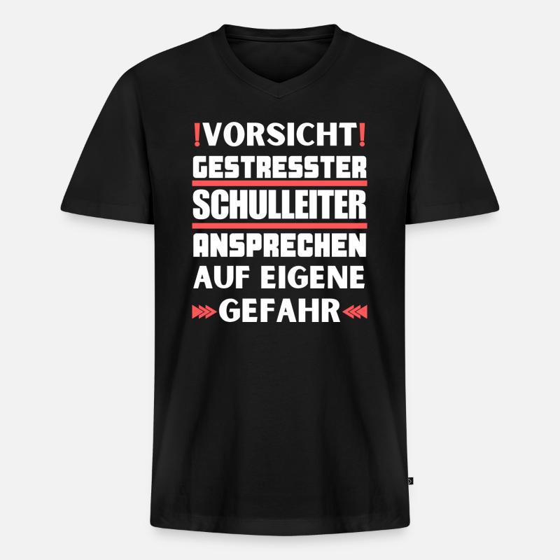 Gestresster Schulleiter nicht ansprechen! - Männer Premium Bio T-Shirt mit V-Ausschnitt - Schwarz
