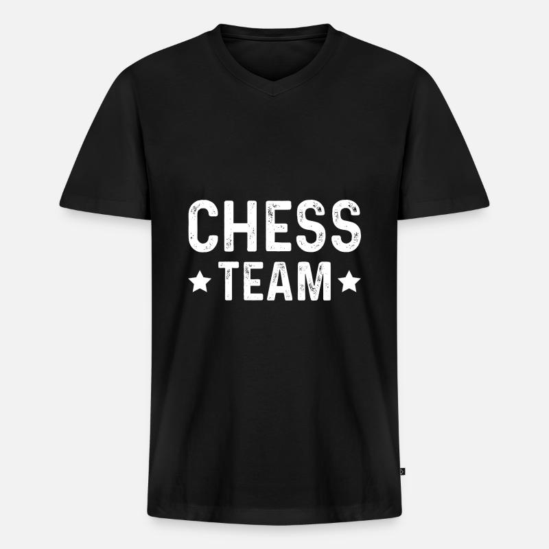 Chess Team - Männer Premium Bio T-Shirt mit V-Ausschnitt - Schwarz