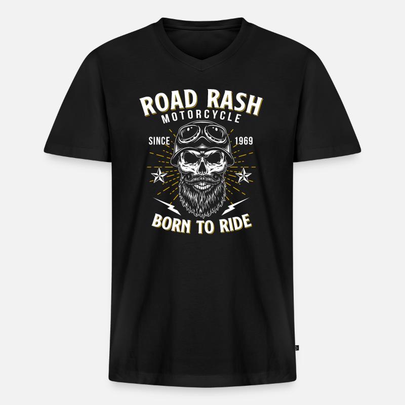 Motorradfahrer Chopper - Männer Premium Bio T-Shirt mit V-Ausschnitt - Schwarz