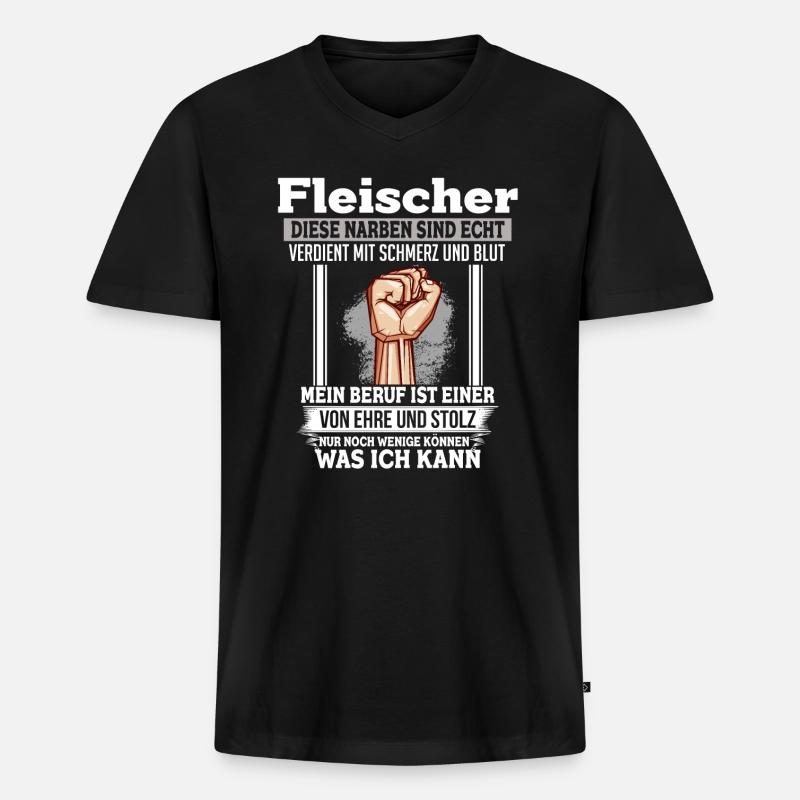 Fleischer Ehre & Stolz Faust - Männer Premium Bio T-Shirt mit V-Ausschnitt - Schwarz