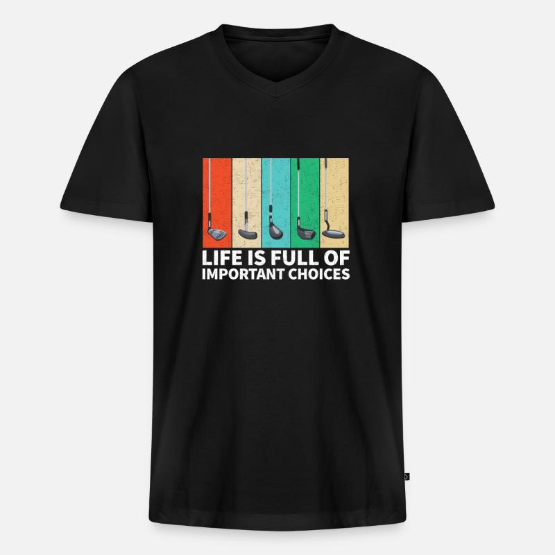 Golf Golfschläger - Männer Premium Bio T-Shirt mit V-Ausschnitt - Schwarz