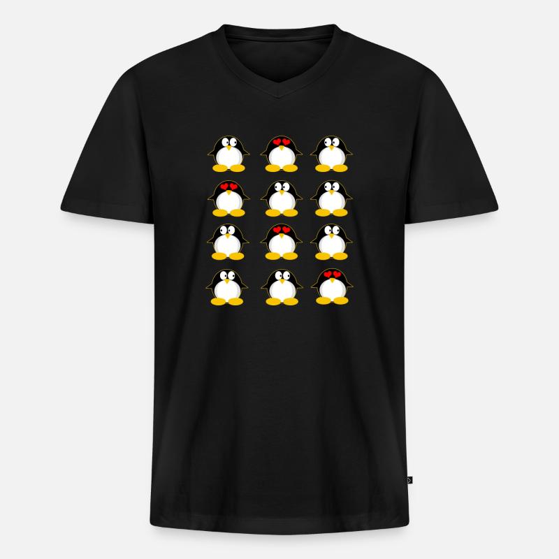 Pinguine Pinguin - Männer Premium Bio T-Shirt mit V-Ausschnitt - Schwarz